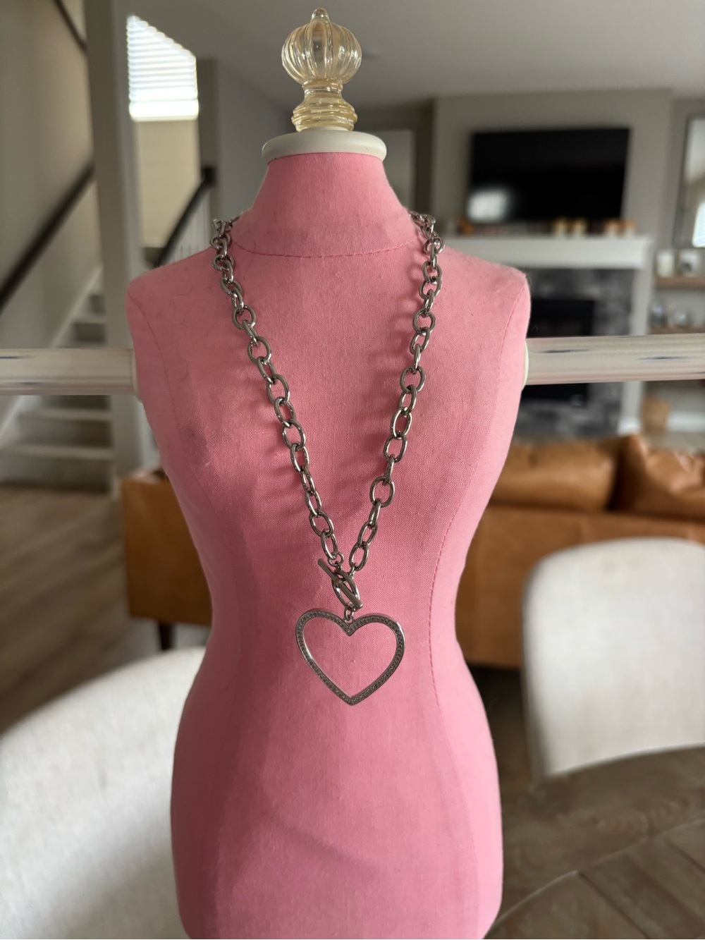 Melania Clara Silver Heart Pendant Chain Necklace - Women